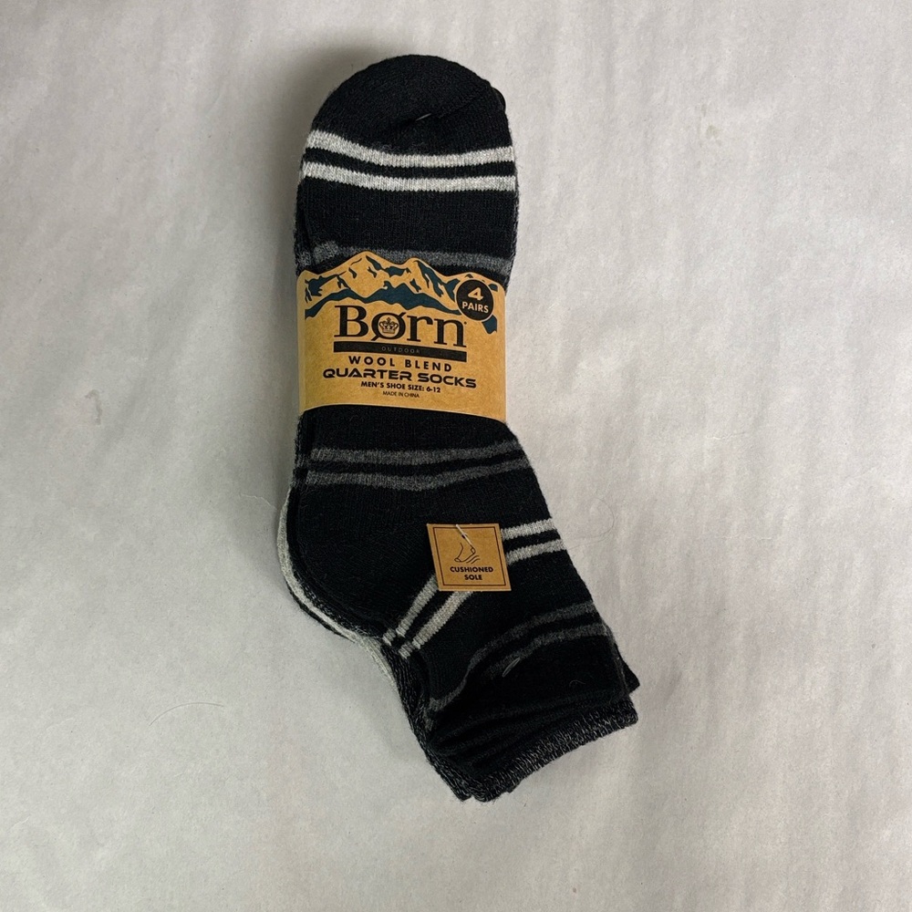 New Born Socks 4 Pair Men’s Wool Blend Quarter Socks Cushioned Casual Activewear - Picture 13 of 13